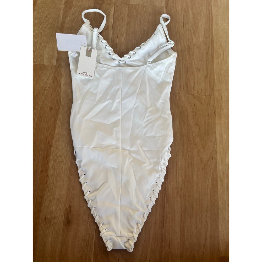 Good American $160 Small White Whip Stitch One-Piece Swimsuit Summer Beach - Picture 7 of 7